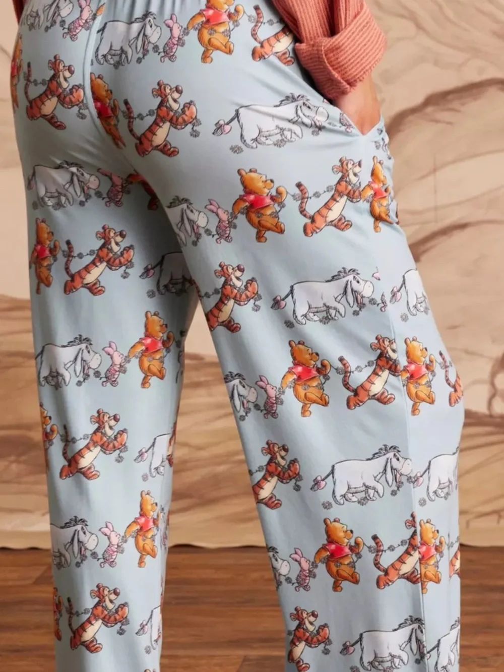 Disney Winnie the Pooh Light Blue Pajama Pants with Yellow Drawstring - Picture 14 of 16